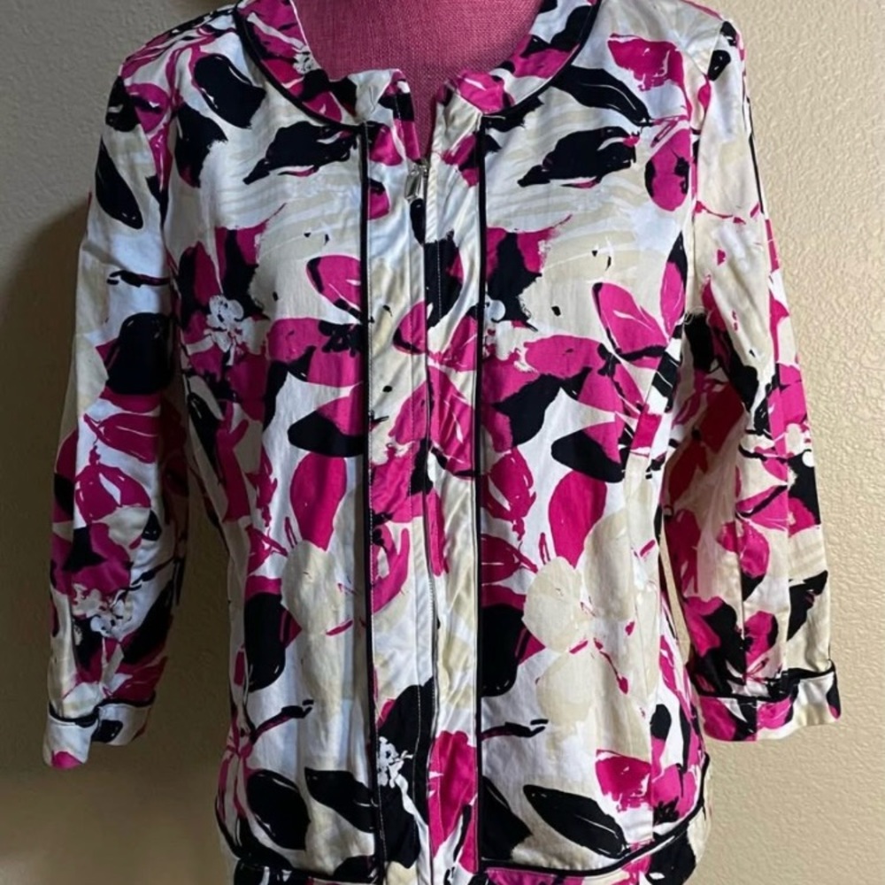 Elementz Floral Jacket - Pink, Black, White